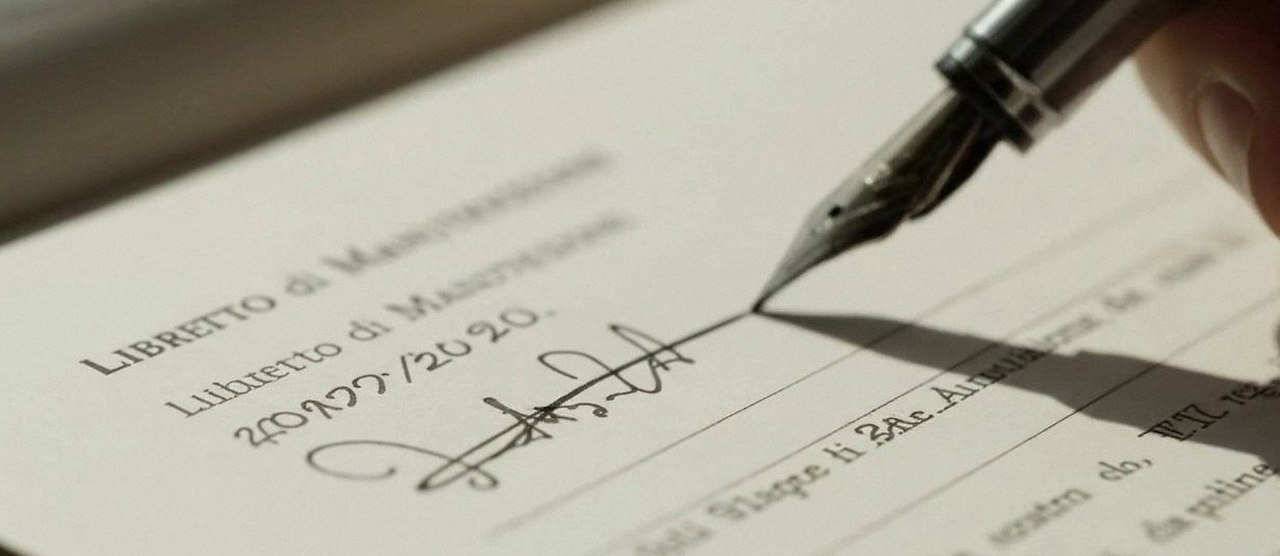 Firma sul libretto dell'impianto dopo l'intervento, per la dichiarazione di conformità di una caldaia Arca a Malcesine