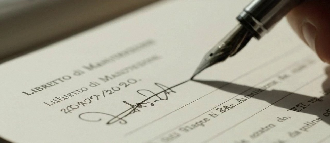 Manutenzione caldaia Arca a Sona Firma sul libretto dell'impianto dopo l'intervento, durante la manutenzione di una caldaia Arca a Sona