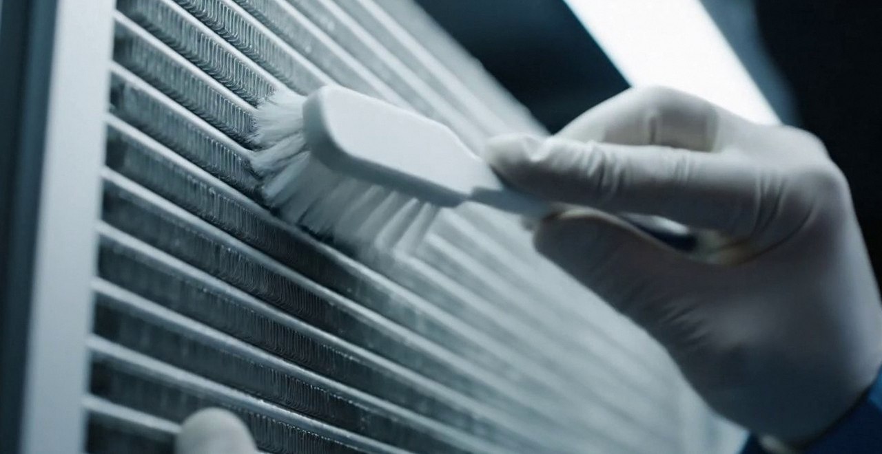Pulizia dello scambiatore di calore con una spazzola, per leggere il codice errore di una caldaia Argo a Borgo Trento