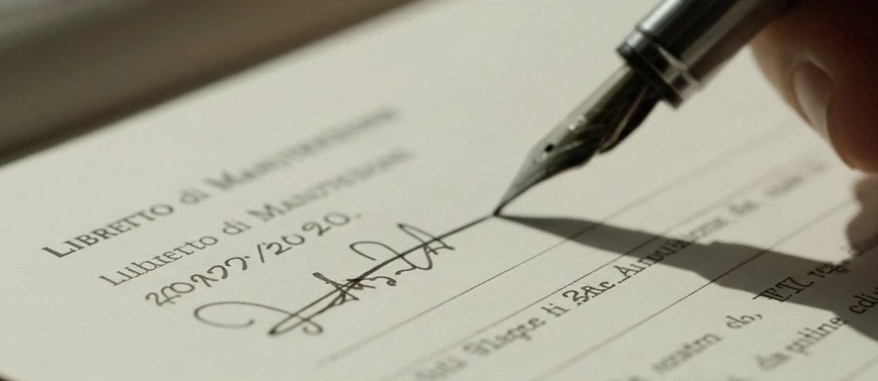 Manutenzione caldaia Argo a Sona Firma sul libretto dell'impianto dopo l'intervento, durante la manutenzione di una caldaia Argo a Sona