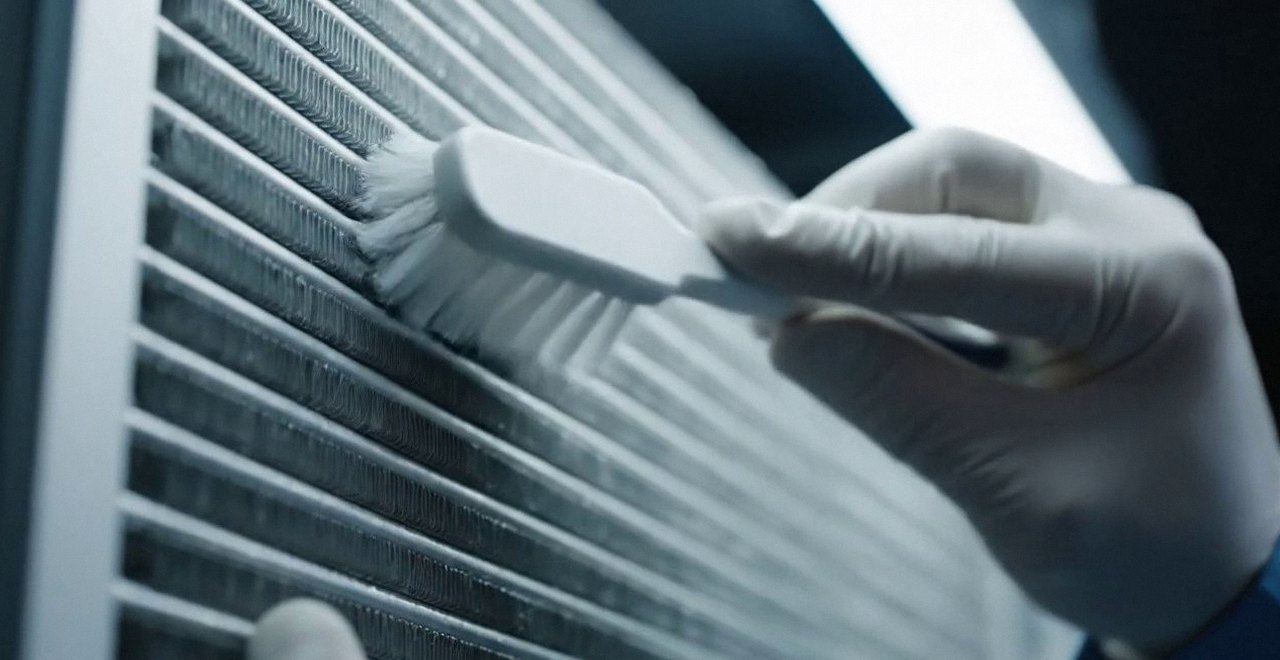 Pulizia dello scambiatore di calore con una spazzola, durante un pronto intervento di una caldaia Argo a Borgo Roma