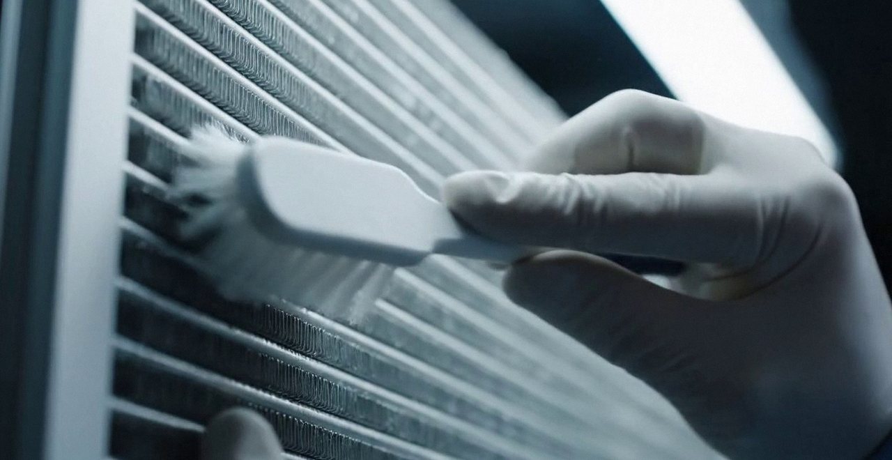 Pulizia dello scambiatore di calore con una spazzola, per leggere il codice errore di una caldaia Ariston a Borgo Trento