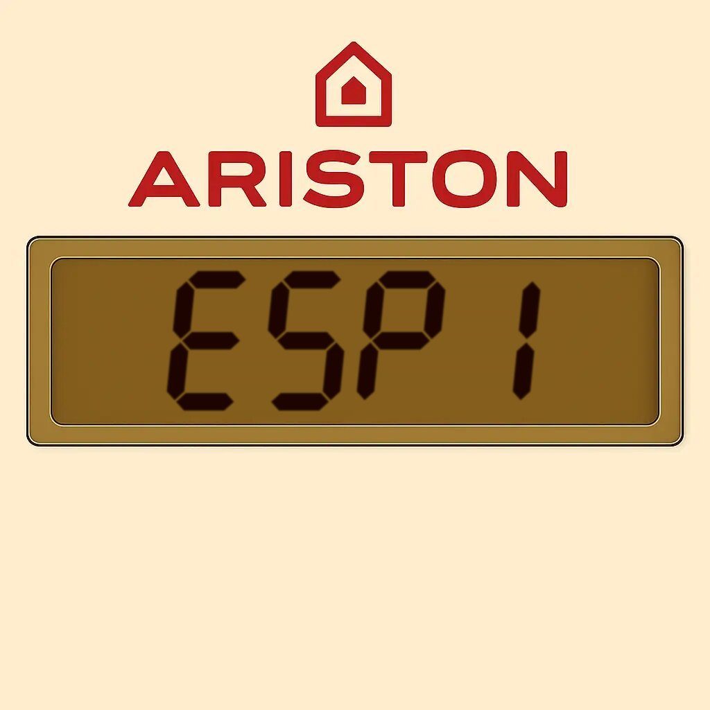 Display di una caldaia Ariston con il codice errore E5P1: primo tentativo di accensione fallito