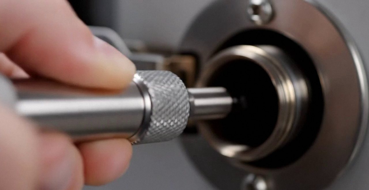 Sonda dell'analizzatore inserita nel condotto dei fumi, durante la manutenzione di una caldaia Ariston a Pescantina