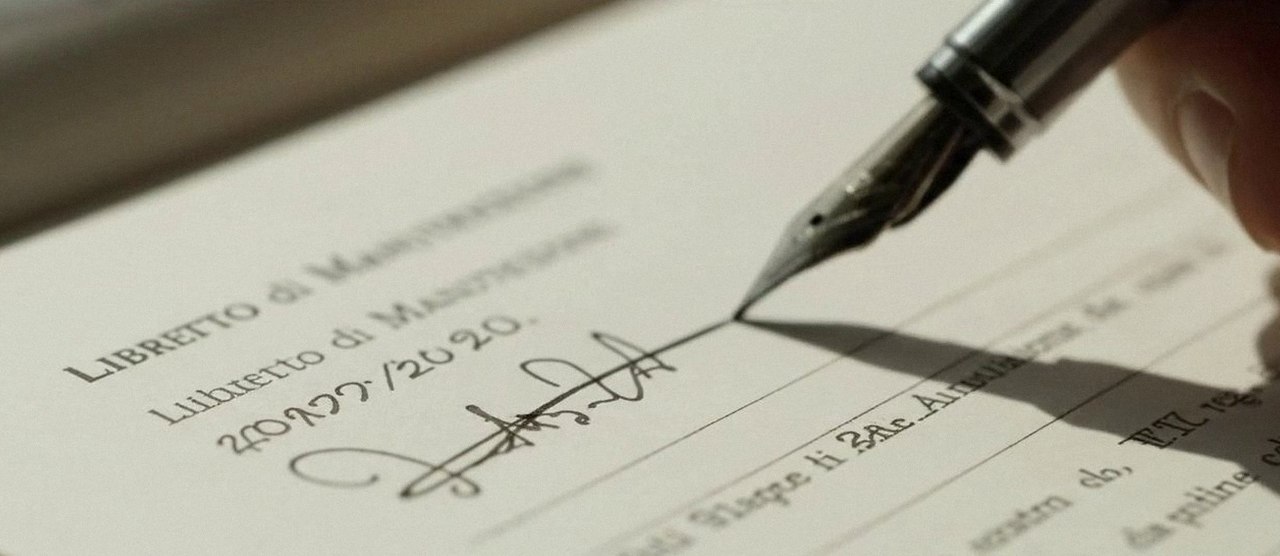 Firma sul libretto dell'impianto dopo l'intervento, per la dichiarazione di conformità di una caldaia Bosch a Caldiero