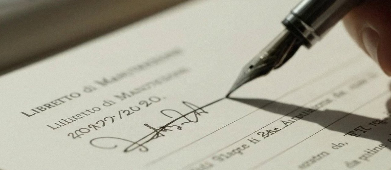 Firma sul libretto dell'impianto dopo l'intervento, per la dichiarazione di conformità di una caldaia Bosch a Sommacampagna