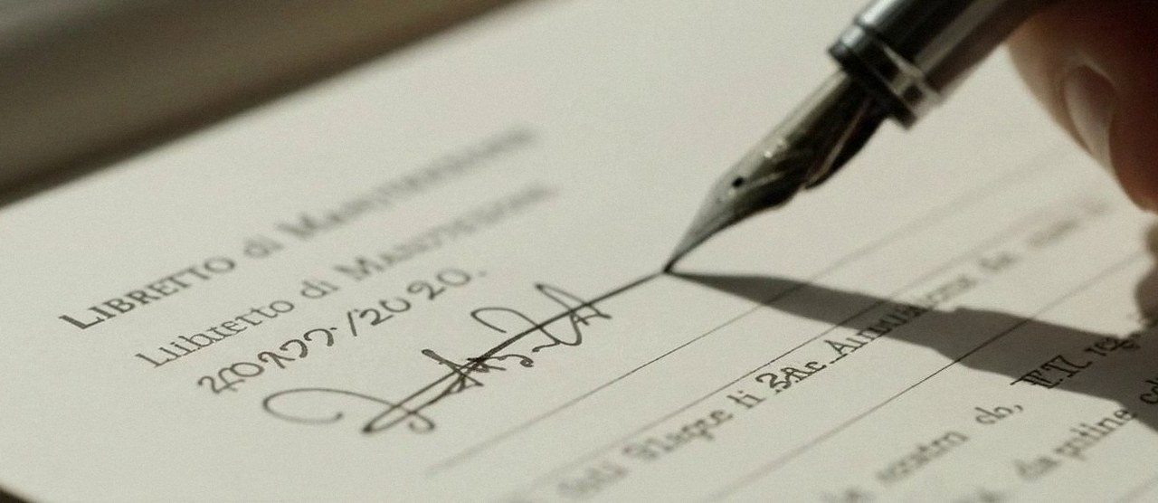 Manutenzione caldaia Bosch a Castelnuovo del Garda Firma sul libretto dell'impianto dopo l'intervento, durante la manutenzione di una caldaia Bosch a Castelnuovo del Garda
