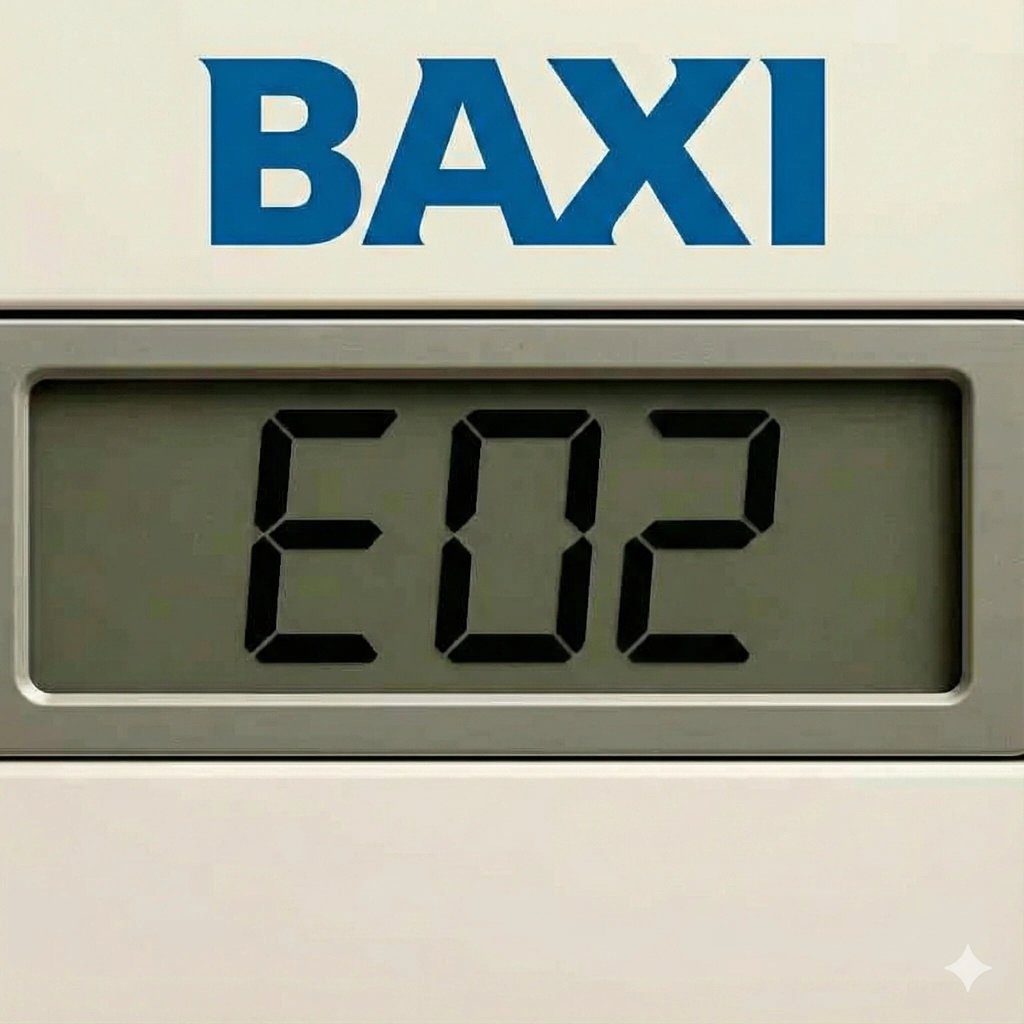 Segnalazione E02 sul display della caldaia Baxi