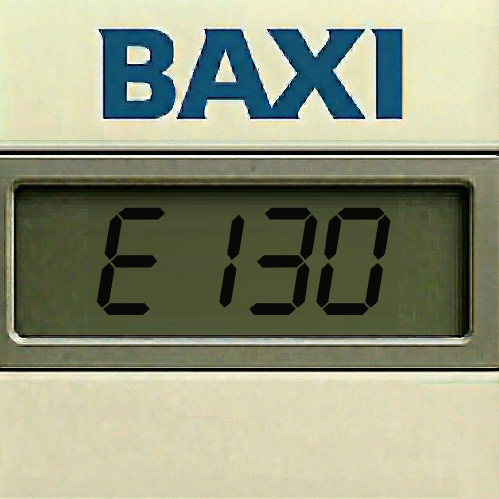 Display di una caldaia Baxi con il codice errore E130: sonda fumi in sovratemperatura