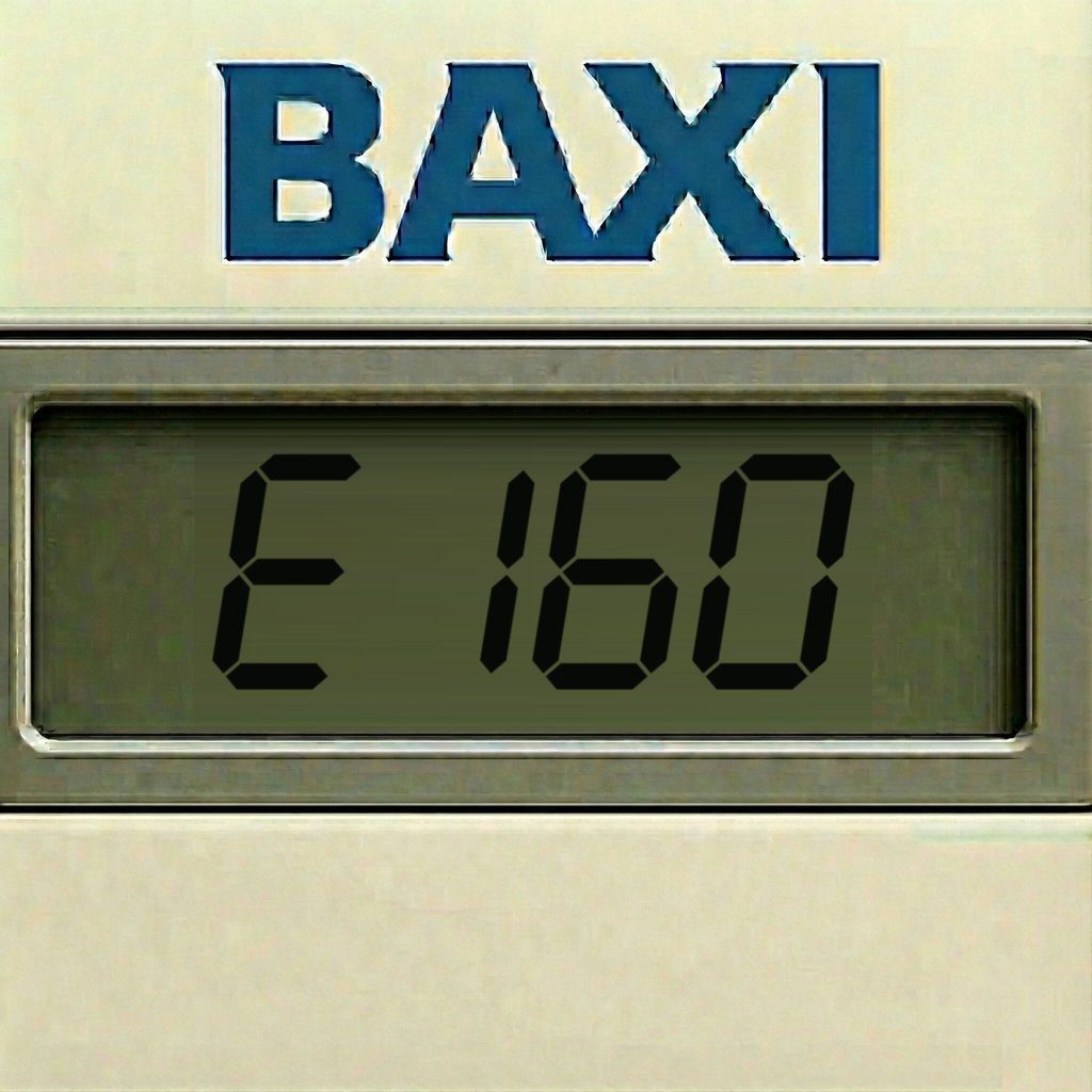 E160 sul pannello di controllo di una caldaia Baxi