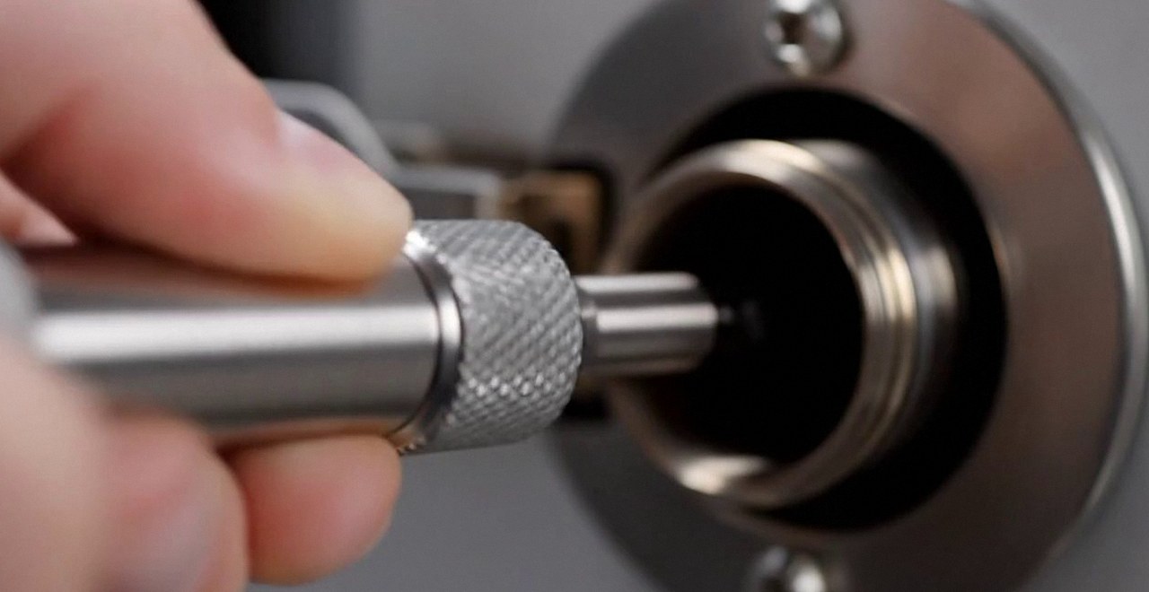 Sonda dell'analizzatore inserita nel condotto dei fumi, durante la manutenzione di una caldaia Beretta a Pescantina