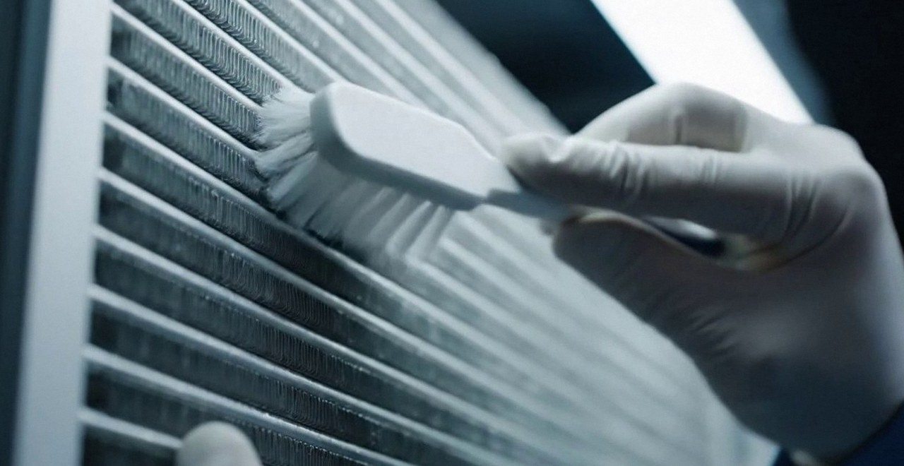 Tecnico che pulisce lo scambiatore di calore della caldaia, Verona e provincia, durante un pronto intervento di una caldaia Beretta a Bardolino