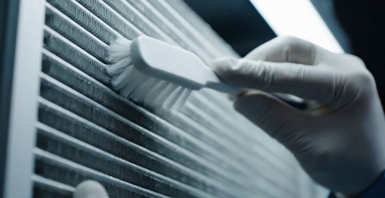 Tecnico che pulisce lo scambiatore di calore della caldaia, Verona e provincia, durante un pronto intervento di una caldaia Beretta a Garda