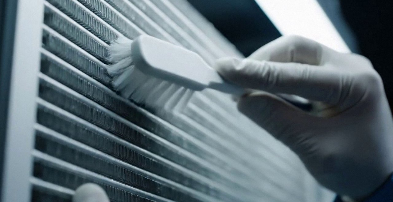 Tecnico che pulisce lo scambiatore di calore della caldaia, Verona e provincia, durante un pronto intervento di una caldaia Beretta a Isola della Scala