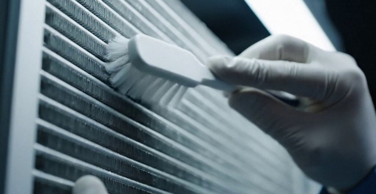 Tecnico che pulisce lo scambiatore di calore della caldaia, Verona e provincia, durante un pronto intervento di una caldaia Beretta a Peschiera del Garda