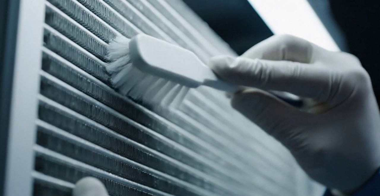 Tecnico che pulisce lo scambiatore di calore della caldaia, Verona e provincia, durante un pronto intervento di una caldaia Beretta a San Martino Buon Albergo