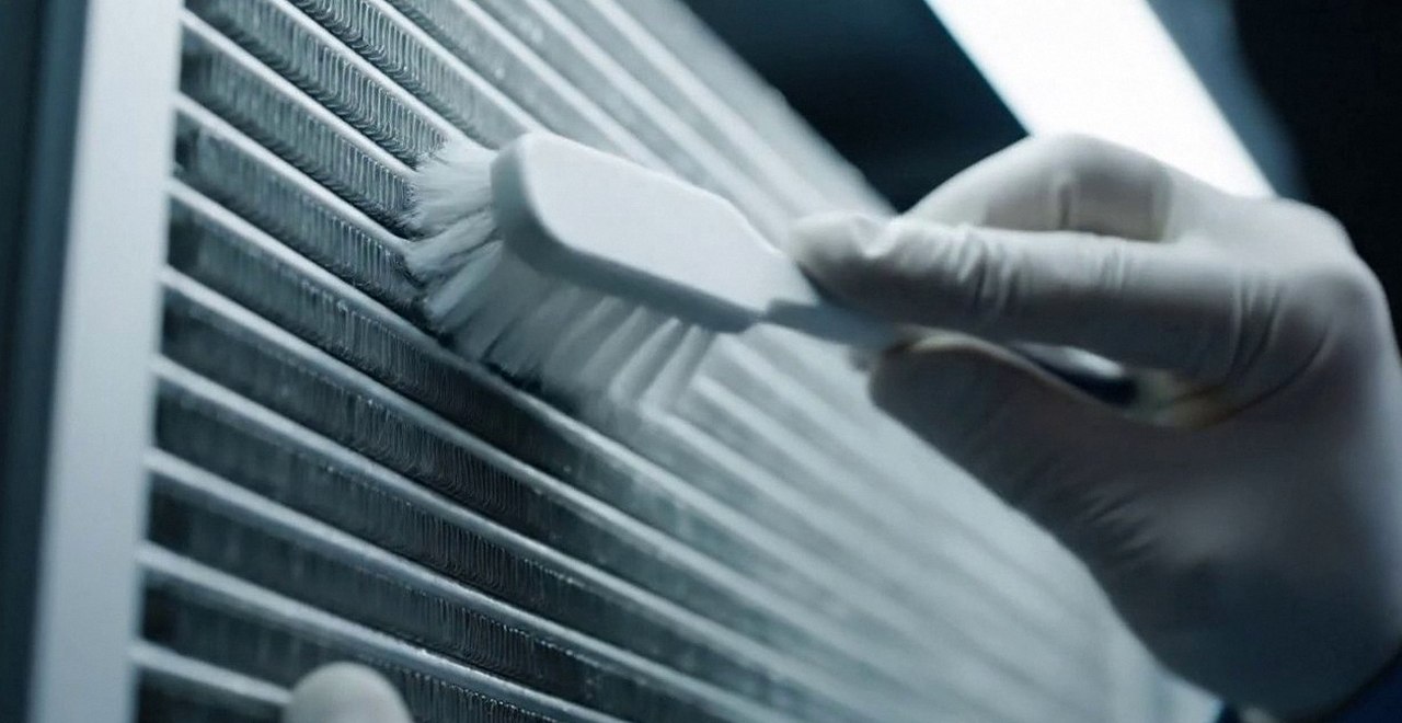 Tecnico che pulisce lo scambiatore di calore della caldaia, Verona e provincia, durante un pronto intervento di una caldaia Beretta a San Pietro in Cariano