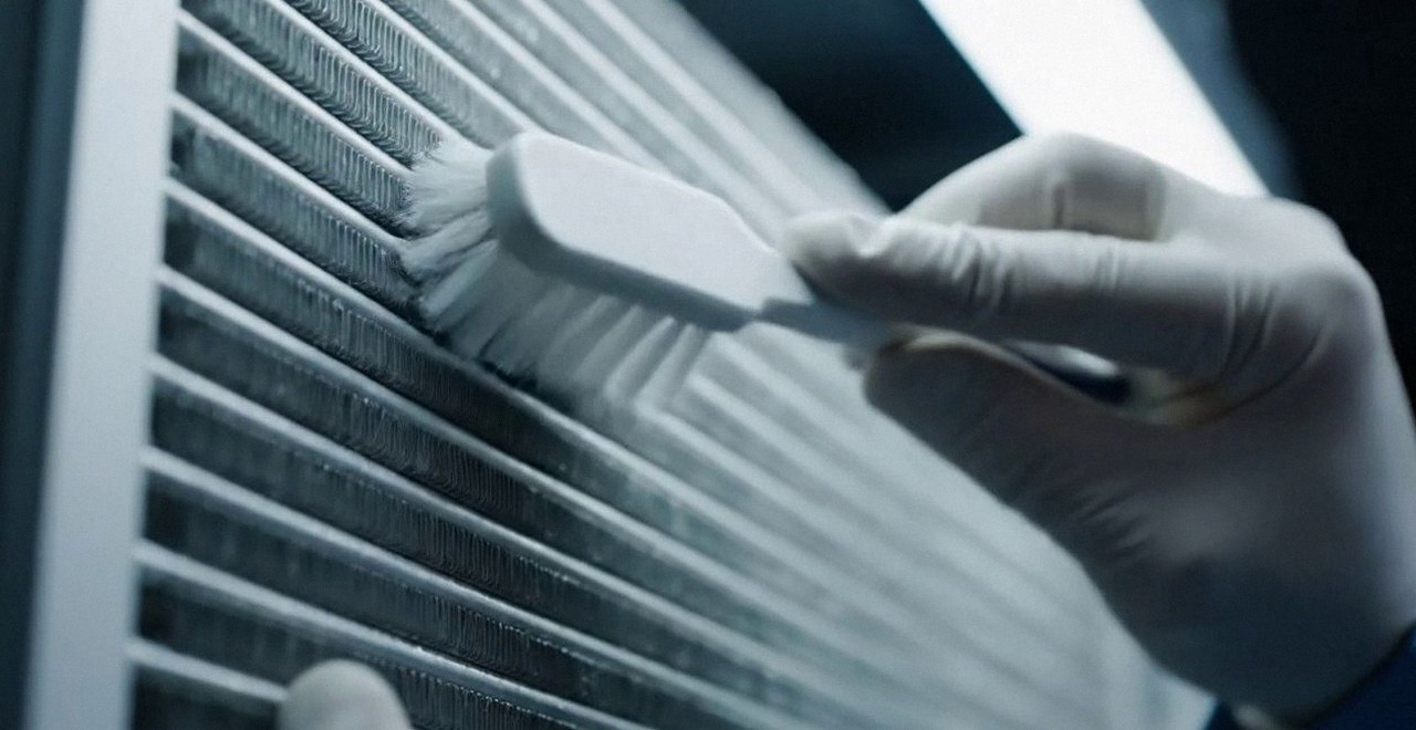 Tecnico che pulisce lo scambiatore di calore della caldaia, Verona e provincia, durante un pronto intervento di una caldaia Beretta a Soave