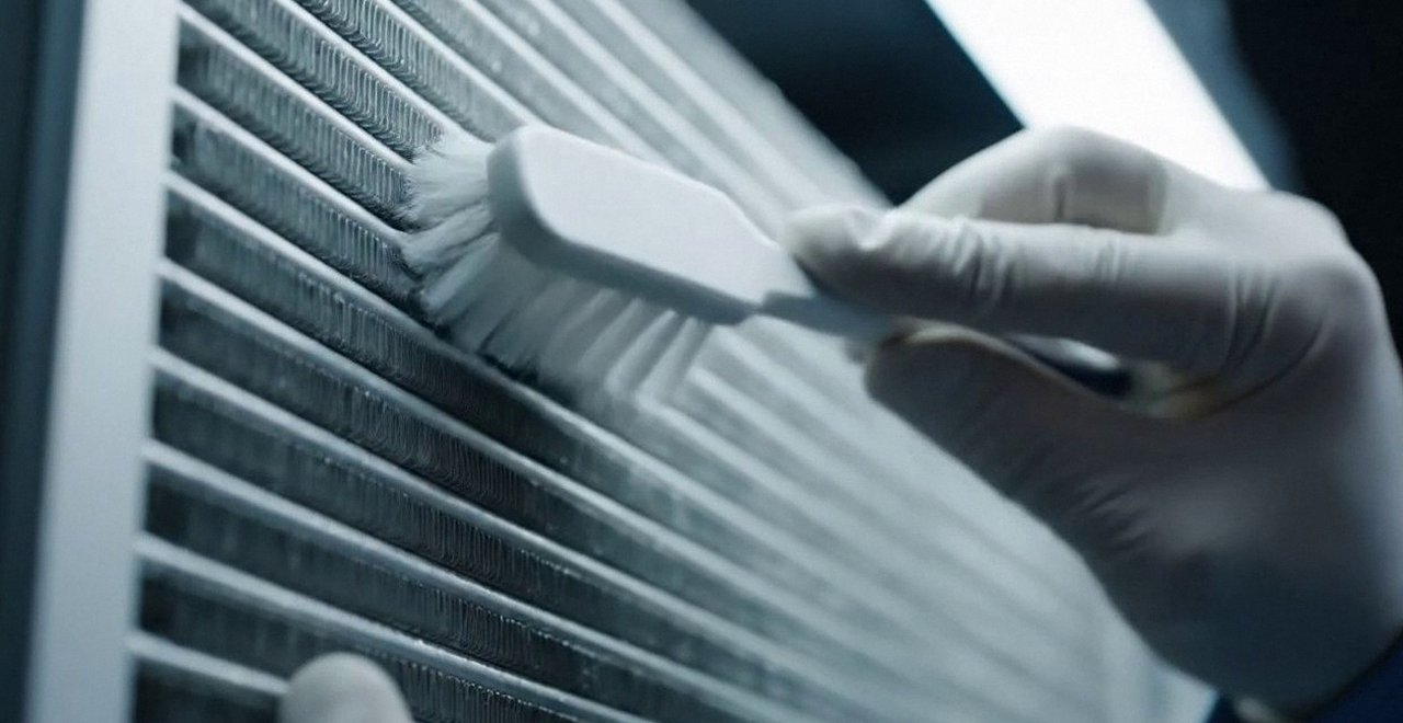 Tecnico che pulisce lo scambiatore di calore della caldaia, Verona e provincia, durante un pronto intervento di una caldaia Beretta a Valeggio sul Mincio