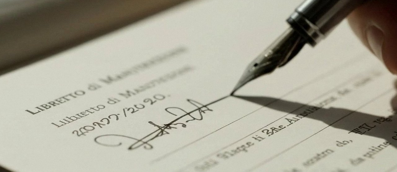 Firma sul libretto dell'impianto dopo l'intervento, durante la manutenzione di una caldaia Biasi a Soave
