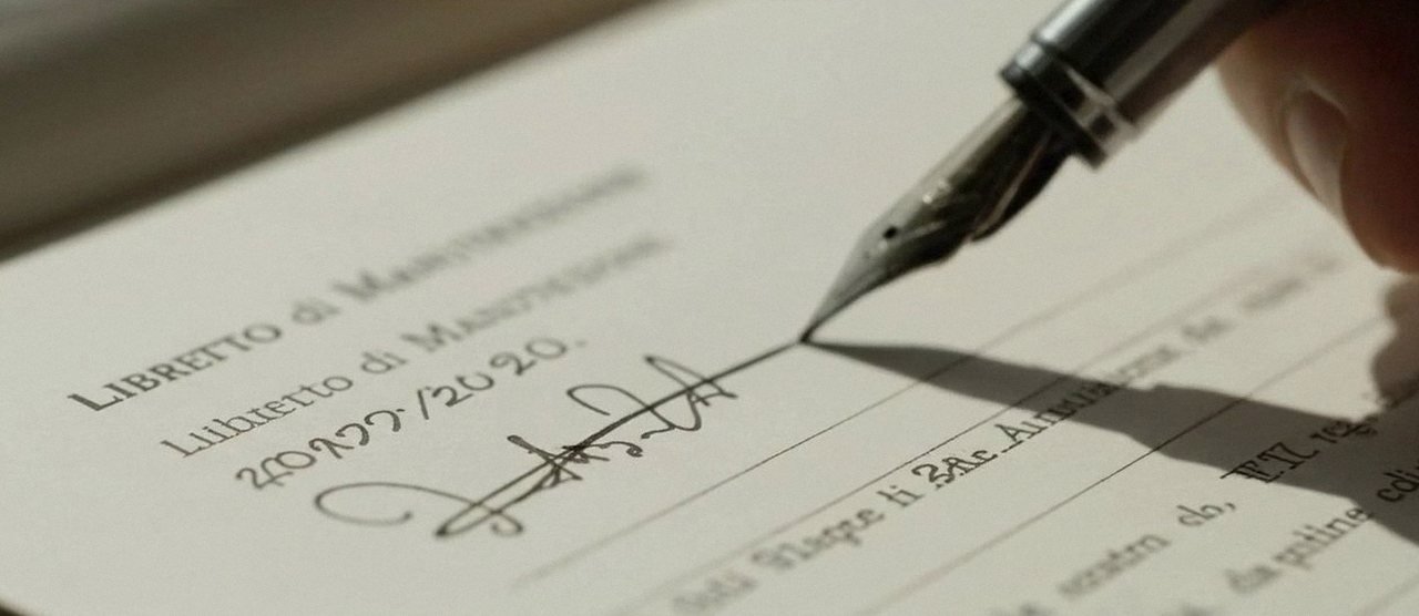 Manutenzione caldaia Buderus a Garda Firma sul libretto dell'impianto dopo l'intervento, durante la manutenzione di una caldaia Buderus a Garda