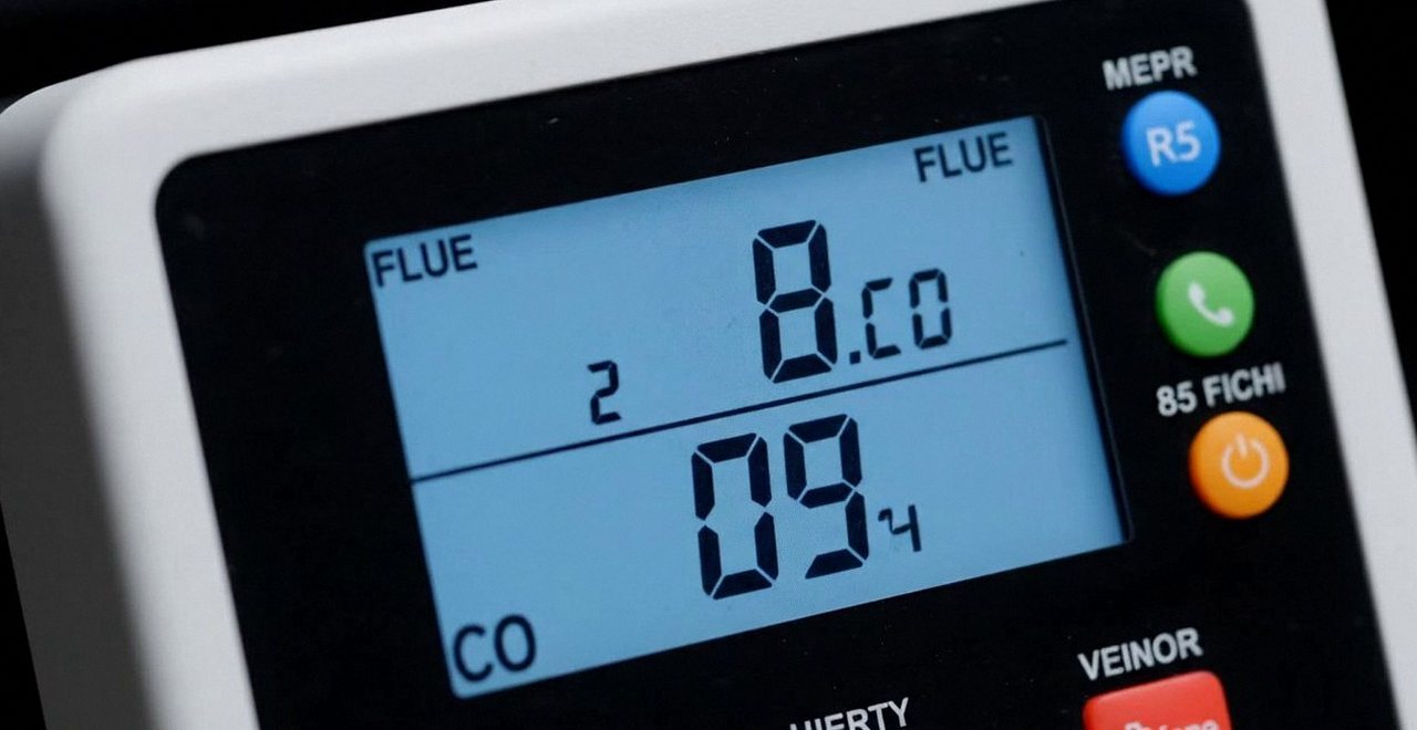 Analizzatore di combustione con le misure dei fumi, per leggere il codice errore di una caldaia Chaffoteaux a Lavagno