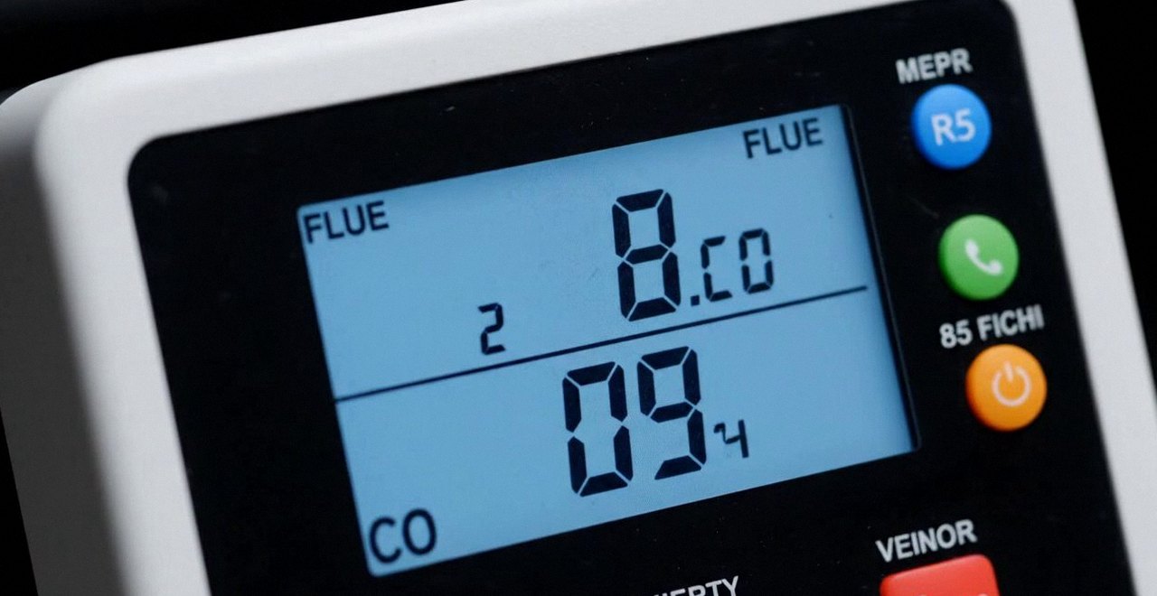 Analizzatore di combustione con le misure dei fumi, Verona e provincia, durante l'installazione di una caldaia Chaffoteaux a Legnago