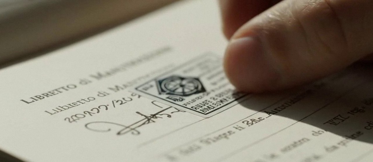 Firma sul libretto dell'impianto dopo l'intervento, durante la manutenzione di una caldaia Chaffoteaux a Lavagno