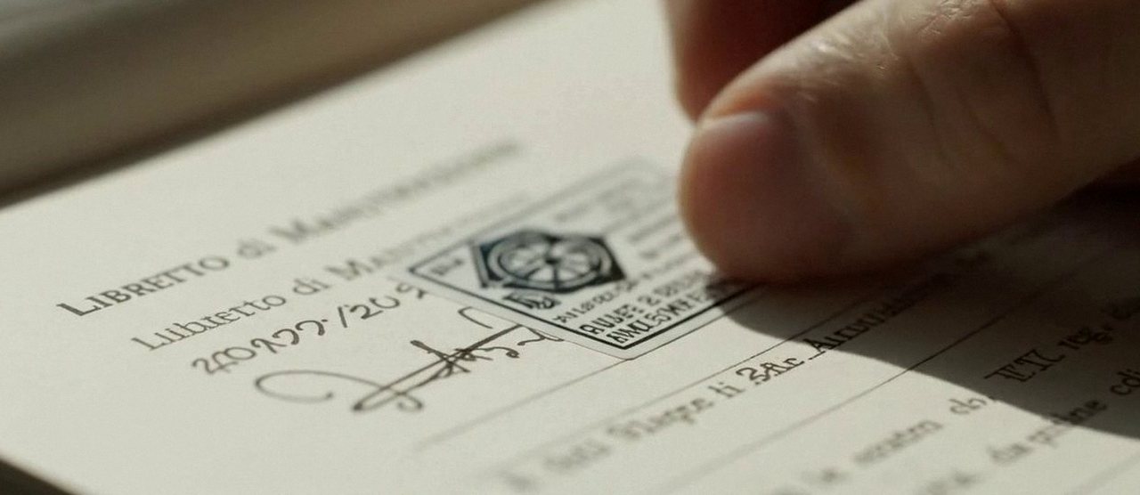 Firma sul libretto dell'impianto dopo l'intervento, durante la manutenzione di una caldaia Chaffoteaux a San Martino Buon Albergo