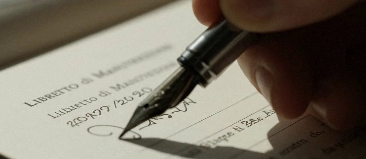 Firma sul libretto dell'impianto dopo l'intervento, per la dichiarazione di conformità di una caldaia Ferroli a Grezzana