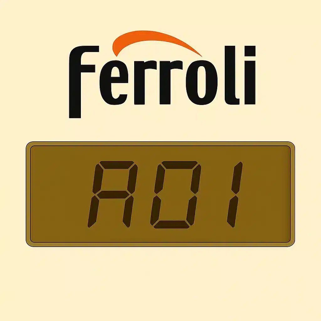 A01 sul pannello di controllo di una caldaia Ferroli