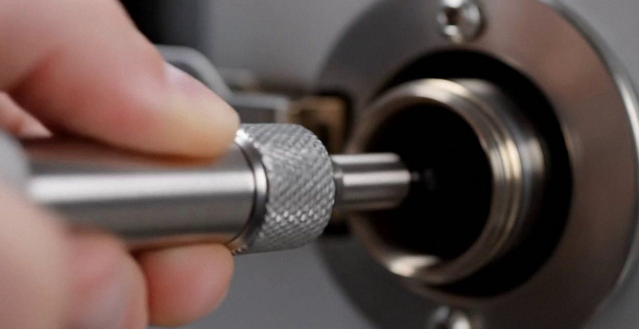 Sonda dell'analizzatore inserita nel condotto dei fumi, durante l'installazione di una caldaia Ferroli a Bardolino