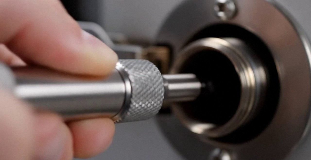 Sonda dell'analizzatore inserita nel condotto dei fumi, durante l'installazione di una caldaia Ferroli a Caldiero