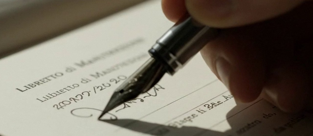Firma sul libretto dell'impianto dopo l'intervento, durante la manutenzione di una caldaia Ferroli a Cerea
