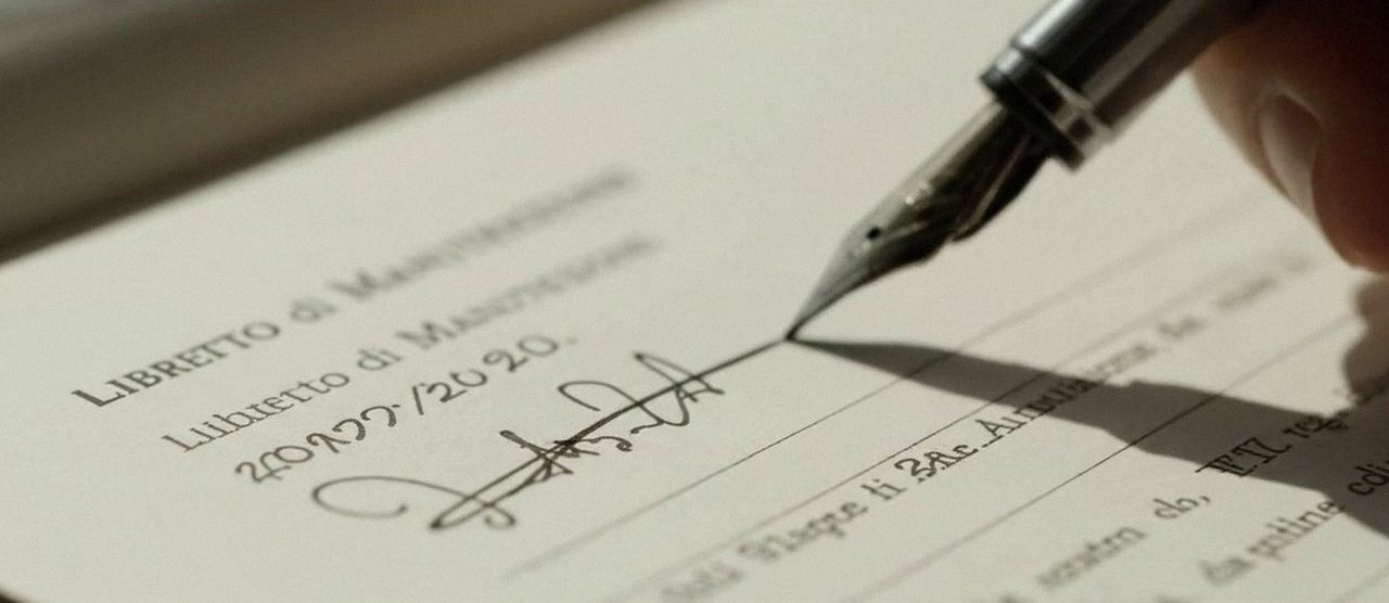 Manutenzione caldaia Fondital a Castelnuovo del Garda Firma sul libretto dell'impianto dopo l'intervento, durante la manutenzione di una caldaia Fondital a Castelnuovo del Garda
