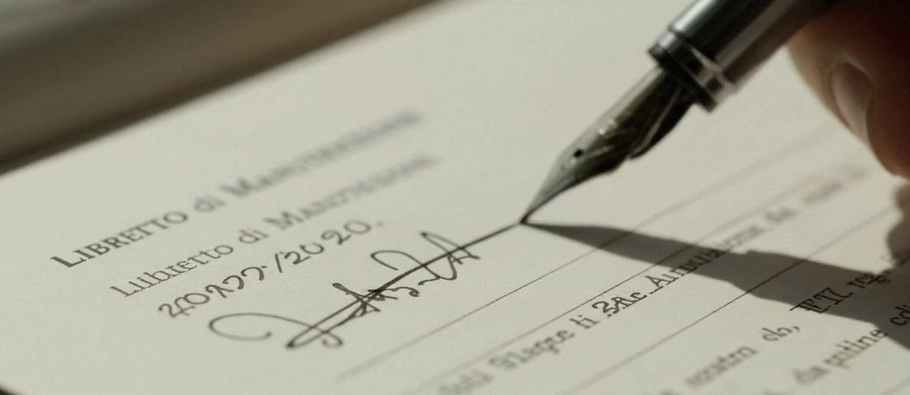 Firma sul libretto dell'impianto dopo l'intervento, durante la manutenzione di una caldaia Fondital a San Martino Buon Albergo