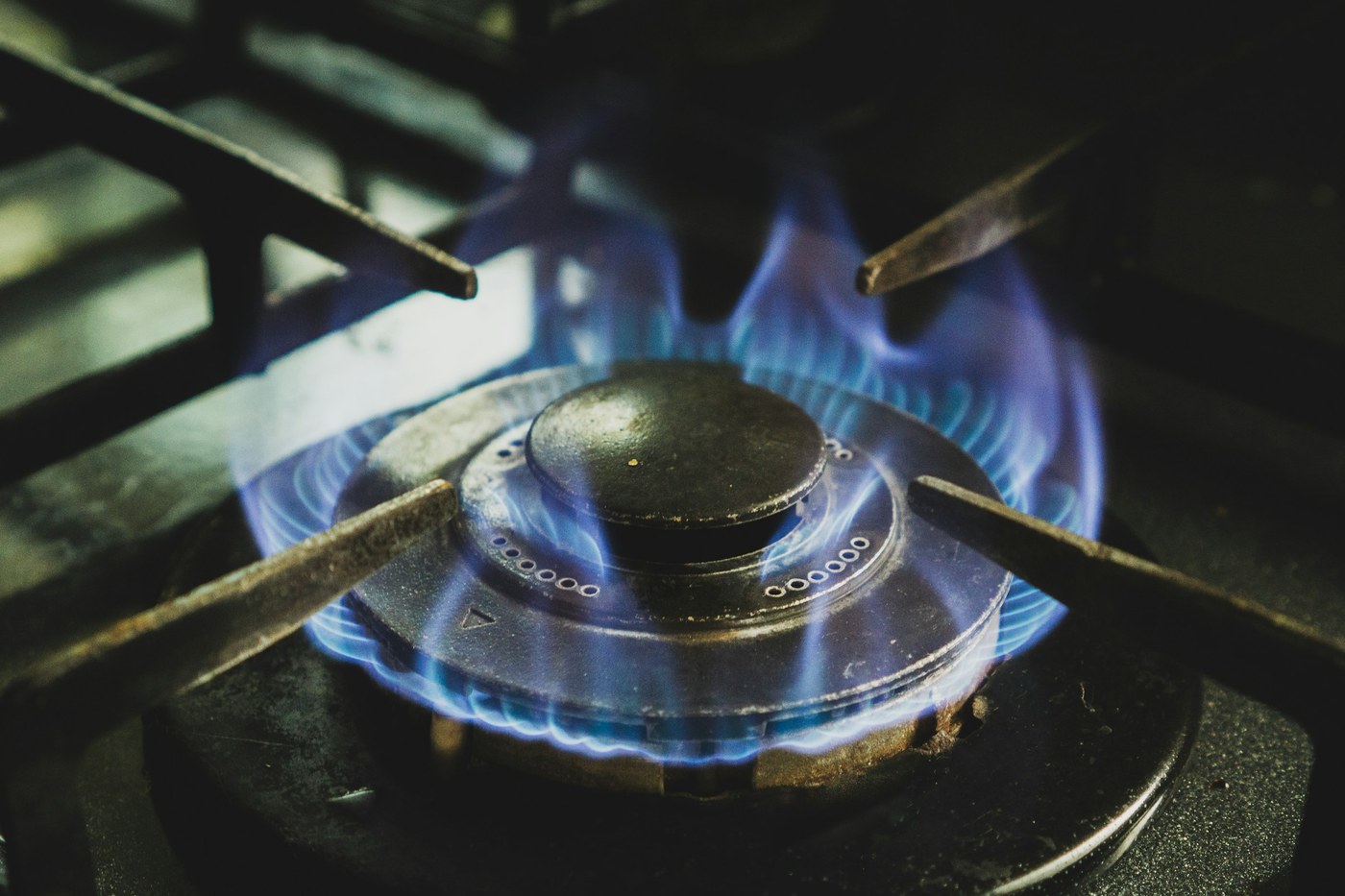Fiamma blu del bruciatore a gas