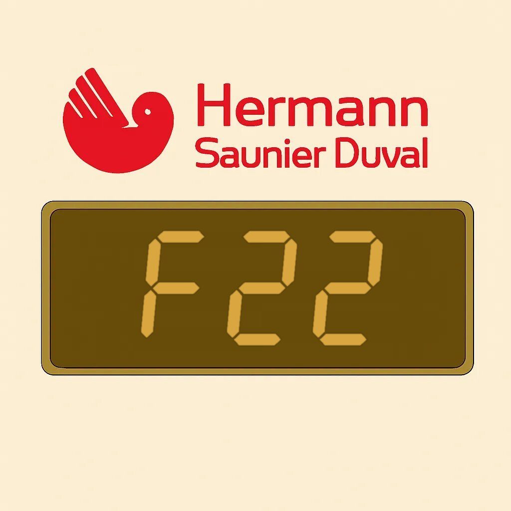 Display di una caldaia Hermann Saunier Duval con il codice errore F22: scarsità d'acqua
