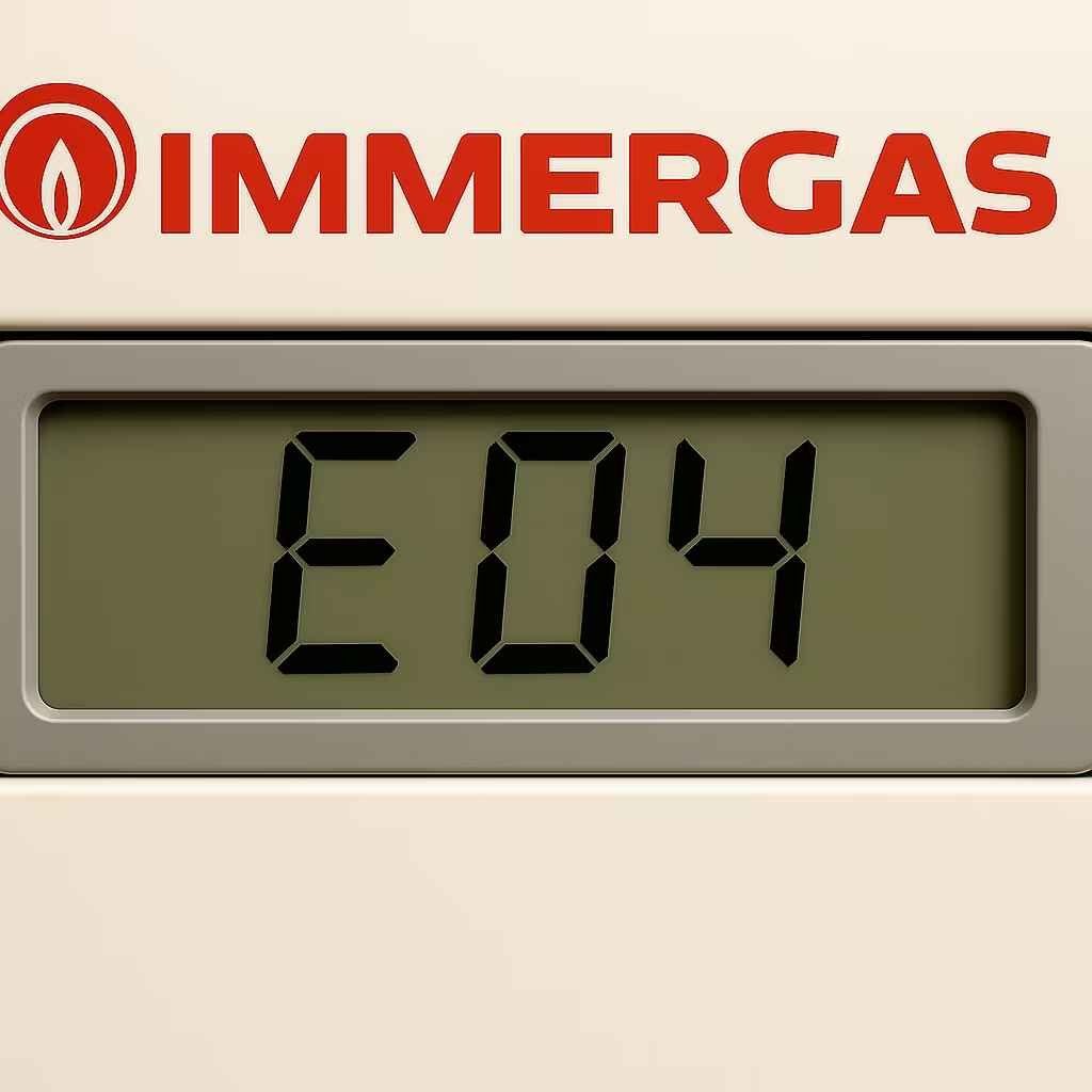 Display di una caldaia Immergas con il codice errore E04: blocco resistenza contatti