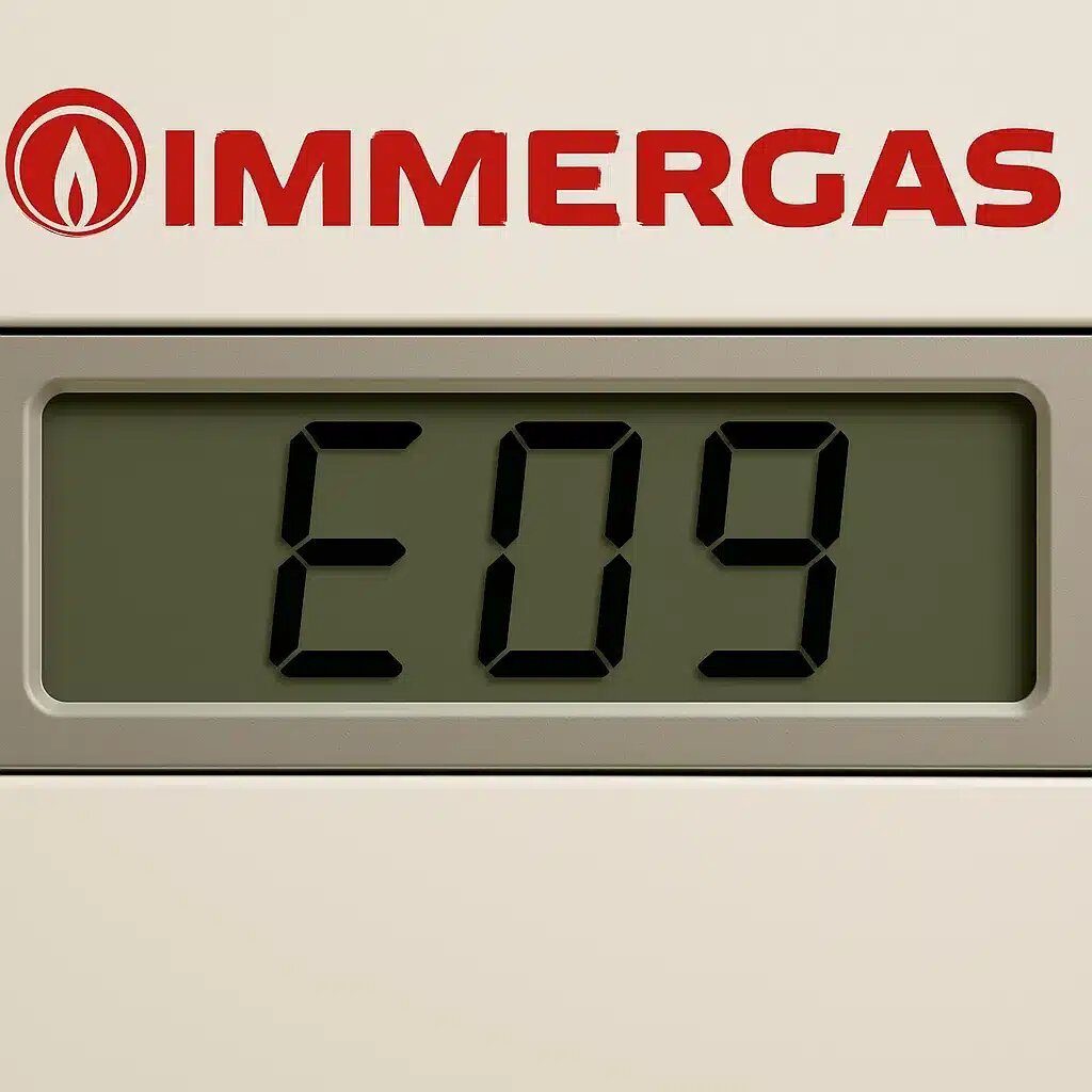 Codice E09 sul display di una caldaia Immergas a Verona
