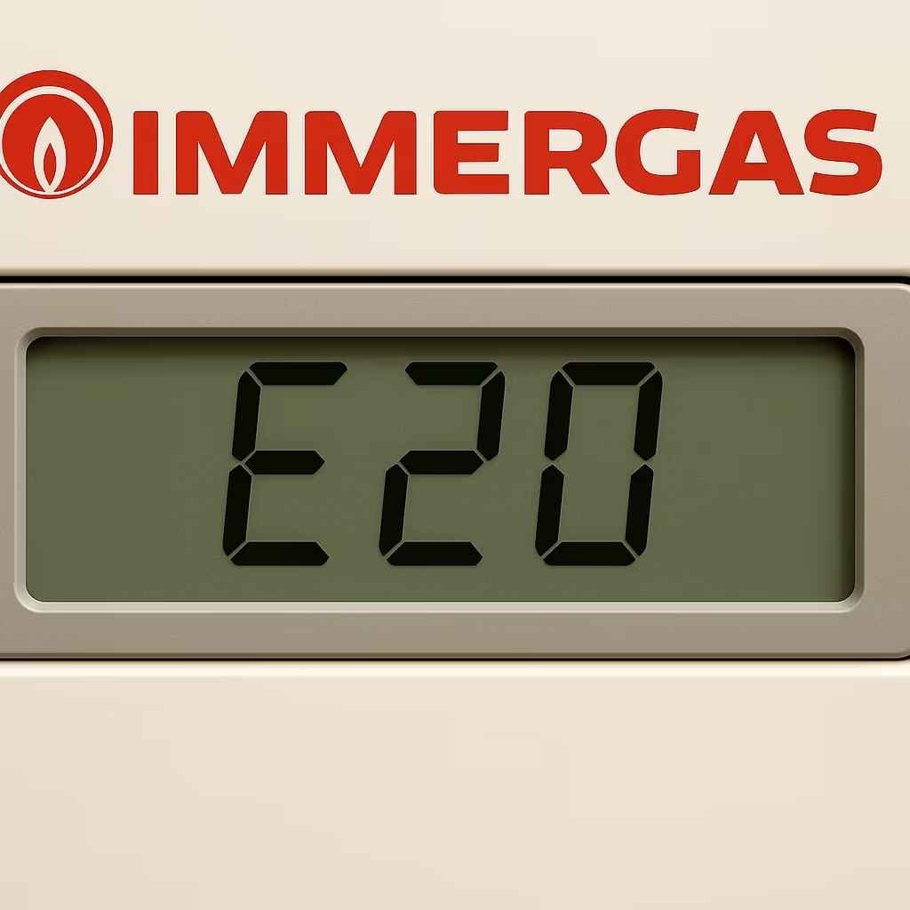 Display di una caldaia Immergas con il codice errore E20: fiamma parassita
