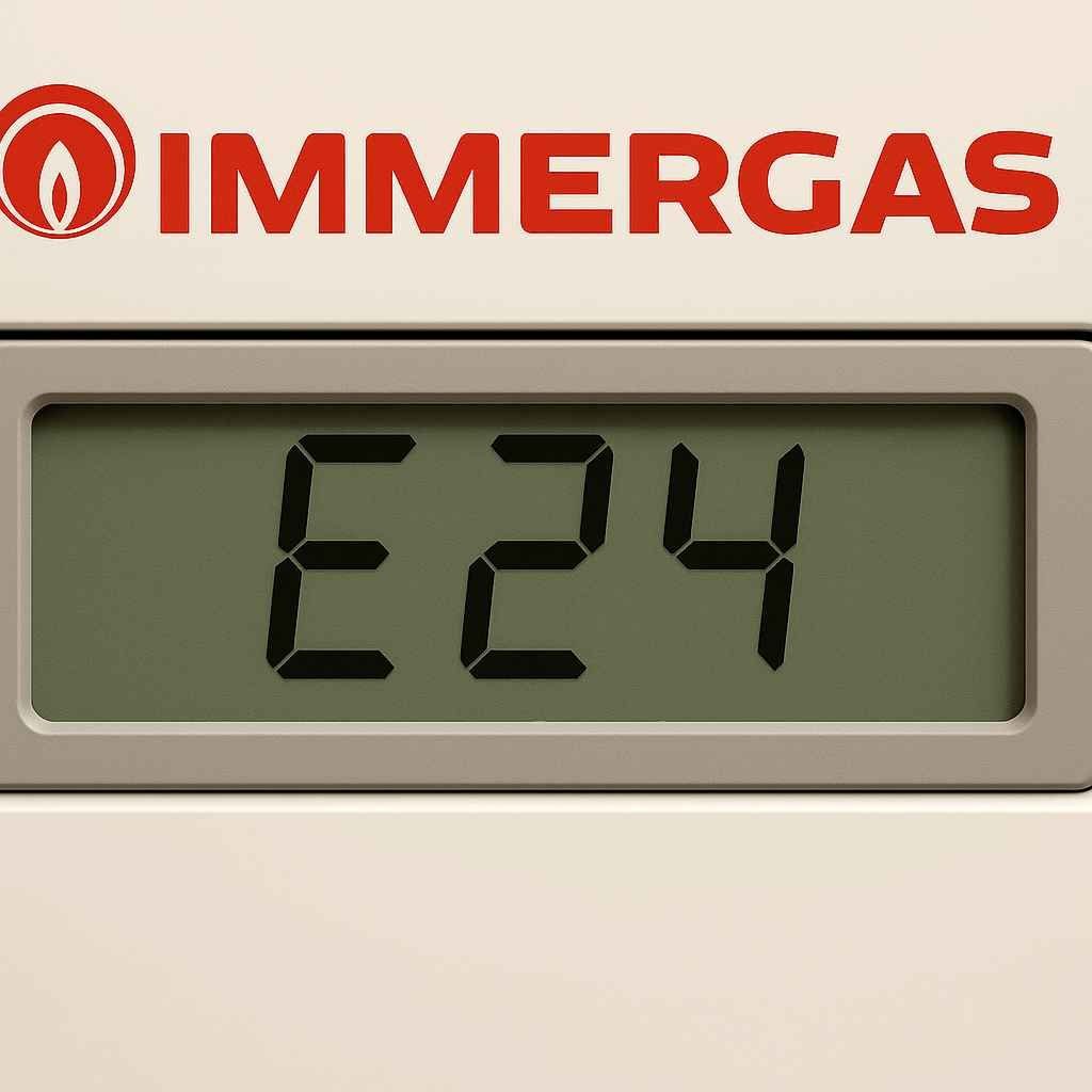Display di una caldaia Immergas con il codice errore E24: anomalia pulsantiera