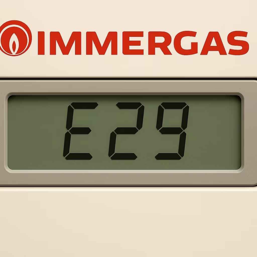 E29 sul pannello di controllo di una caldaia Immergas