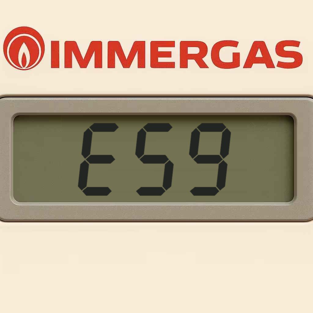 Display di una caldaia Immergas con il codice errore E59: frequenza rete elettrica