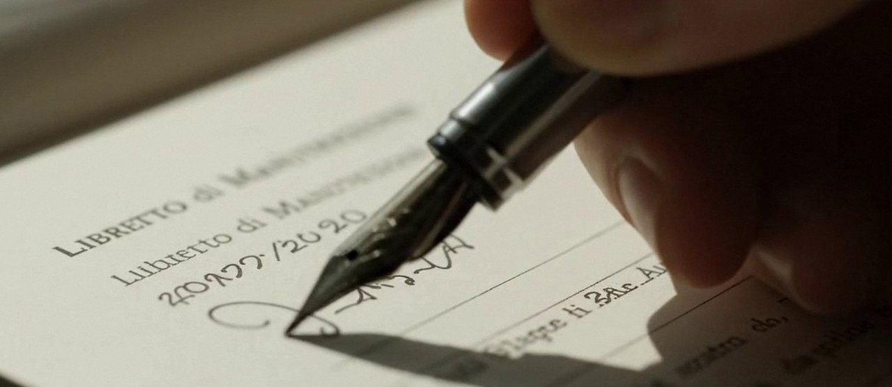 Firma sul libretto dell'impianto dopo l'intervento, per la dichiarazione di conformità di una caldaia Junkers a Caldiero