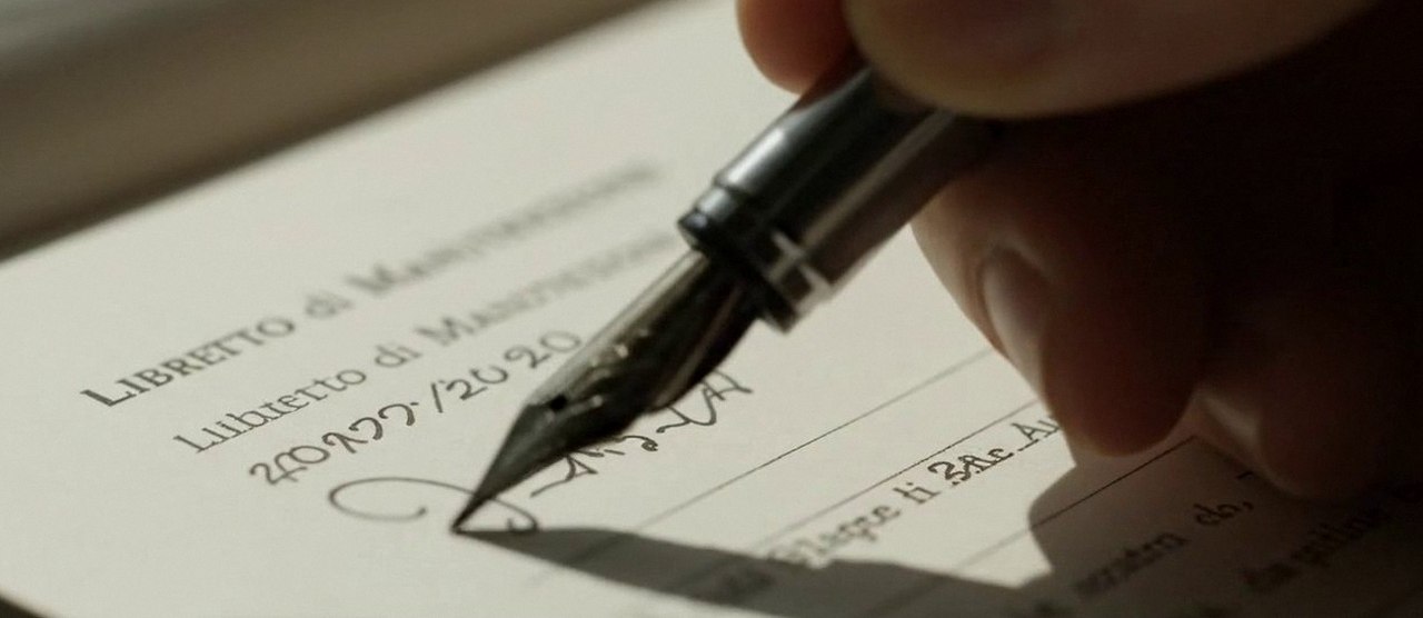 Firma sul libretto dell'impianto dopo l'intervento, per la dichiarazione di conformità di una caldaia Junkers a Isola della Scala
