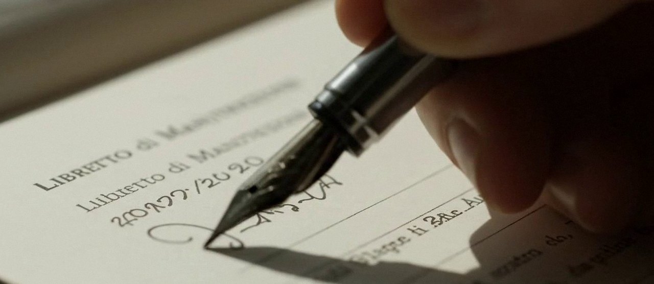 Firma sul libretto dell'impianto dopo l'intervento, durante la manutenzione di una caldaia Junkers a Caldiero