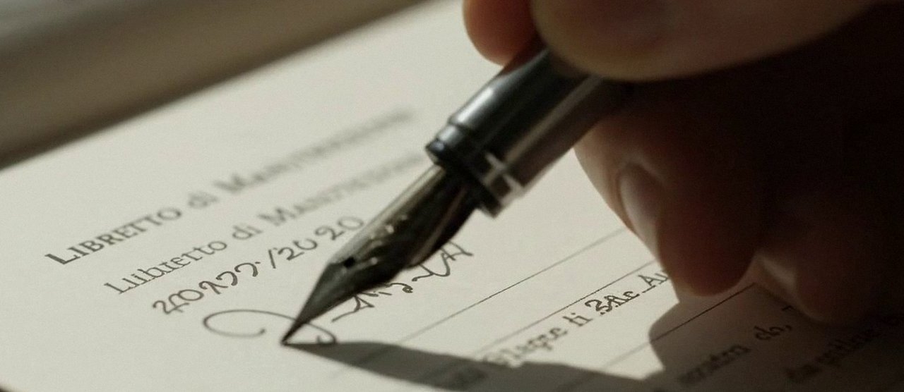 Firma sul libretto dell'impianto dopo l'intervento, durante la manutenzione di una caldaia Junkers a Sant’Ambrogio di Valpolicella