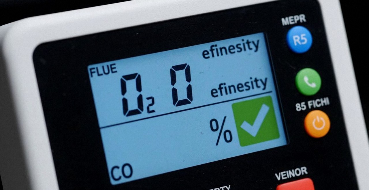 Analizzatore di combustione con l'esito positivo della prova, durante l'intervento di una caldaia Ocean a Negrar di Valpolicella