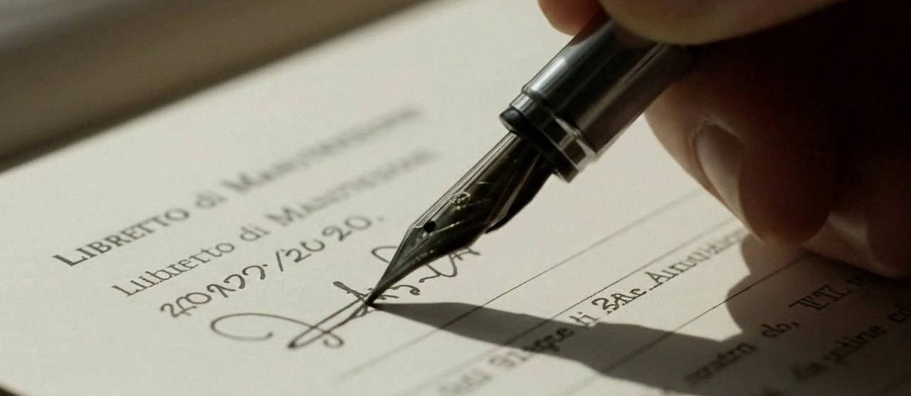 Firma sul libretto dell'impianto dopo l'intervento, per la dichiarazione di conformità di una caldaia Riello a Bovolone